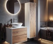 Aqualine Zanya Vysoká Skříňka 35x140x30cm, Bílá Mat/dub Emporio