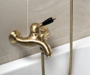 Sapho Kirké Black Nástěnná Vanová Baterie, černá Páčka, Bronz