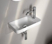 Sapho Zorba Umývátko 40x22cm, Litý Mramor, Baterie Vpravo, Bílá