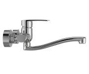 Mereo Dřezová Nástěnná Baterie, Pego, 150 Mm, S Ramínkem Plochým Vyhnutým 200 Mm, Chrom