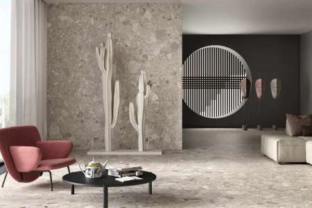 Realizace moderního obývacího pokoje Gré Effect Grey ze serie Wide Gress 280