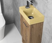 Sapho Piccolino Betonové Umývátko 30,8x17cm, Baterie Vlevo, žlutá Mat