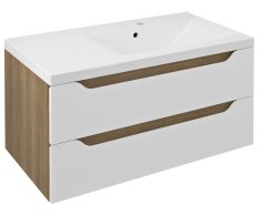 Sapho Wave Umyvadlová Skříňka 89,7x45x47,8cm, Pravá, Bílá/dub Cuneo