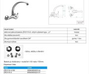 Dřezová Stěnová Baterie S Přední Ovládací Pákou A Horním Ramínkem, Rozteč 150 Mm - Chrom – Zora ZR3115-U