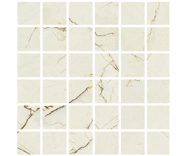 Mozaika jako kámen Fioranese Marmorea Intensa Venato Caramel MOSAICO 30x30 (5x5) Matt. Rett. - béžová