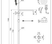 Ippari, Teleskopické Rameno S Baterií Venus (150mm) A Kompletní Sprchovou Sadou (sprchy Thin 200mm, Evve) VEN3131-SET1