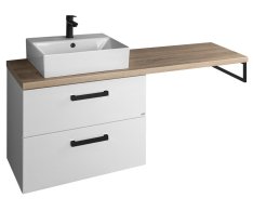 Aqualine Vega Sestava Koupelnového Nábytku, š. 145 Cm, Bílá/dub Platin