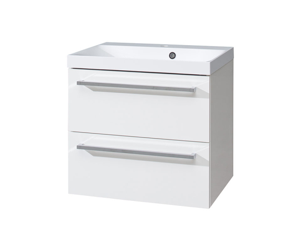 Mereo Bino, Koupelnová Skříňka S Umyvadlem Z Litého Mramoru 61 Cm, Bílá