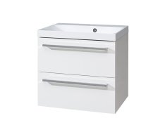 Mereo Bino, Koupelnová Skříňka S Umyvadlem Z Litého Mramoru 61 Cm, Bílá