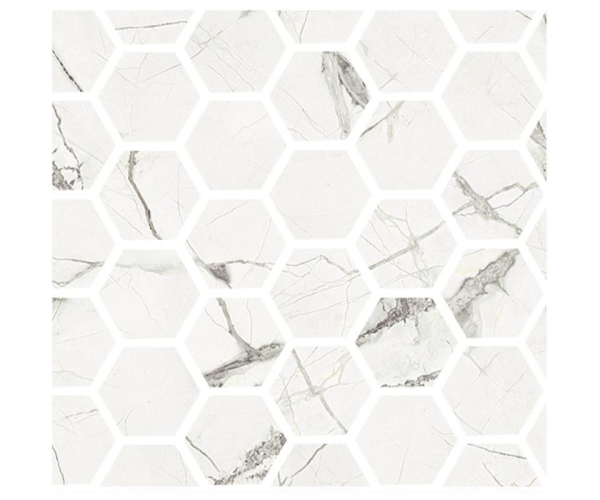 Mozaika jako kámen Fioranese Marmorea Intensa Bianco Luce MOSAICO EXA 30x30 Luc. Rett. - bílá