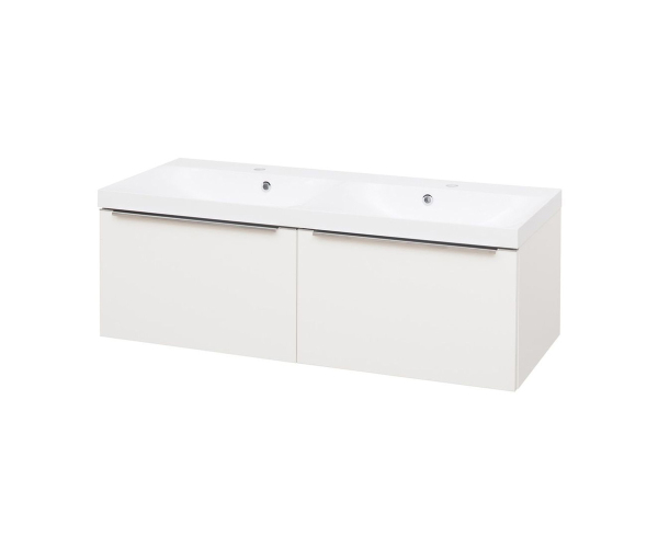 Mereo Mailo, Koupelnová Skříňka S Umyvadlem Z Litého Mramoru 121 Cm, Bílá, Chrom Madlo