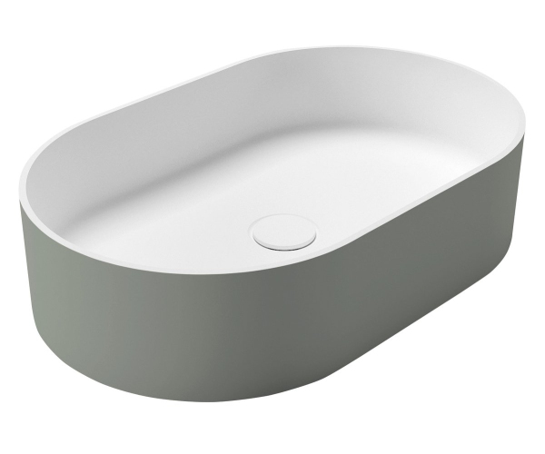Sapho Thin Umyvadlo Na Desku, Rockstone, 55x35cm, Bílá Mat/verde