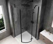 Polysan Globe Black čtvrtkruhový Sprchový Kout 900x900mm, čiré Sklo, Pravé