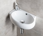 Sapho Ribera Keramické Umývátko Rohové 43x28,5cm, Otvor Pro Baterii Vlevo, Bílá