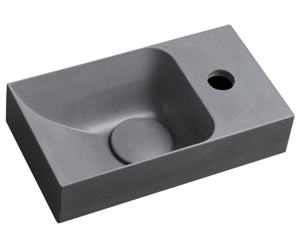 Sapho Piccolino Betonové Umývátko 30,8x17cm, Baterie Vpravo, šedá Mat