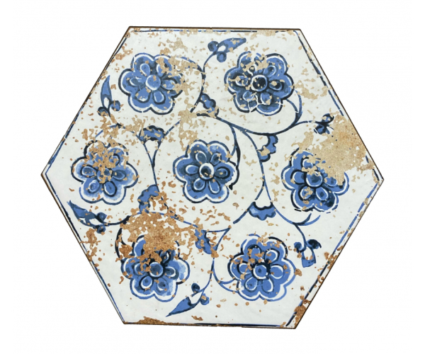 Modro-bílá retro dlažba Elios Terre Etrusche Esagona Decoro 25x22 Mix