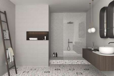 Moderní KOUPELNA s extravagantní dlažbou terrazzo APE Carmen Trendy