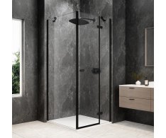 Polysan Globe Black čtvercový Sprchový Kout 900x900mm, čiré Sklo, Pravé