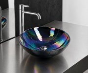 Sapho Decora Nero Murano Skleněné Umyvadlo Na Desku, Průměr 41cm, černá