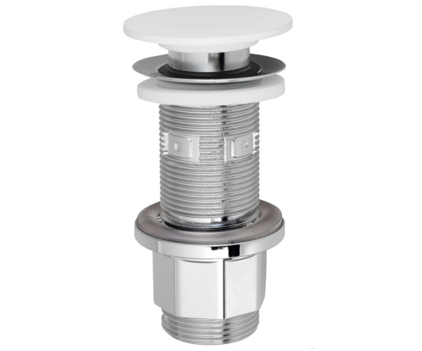 Silfra Impala Umyvadlová Výpust 5/4“, Click-clack, Rockstone Zátka, Bílá Mat
