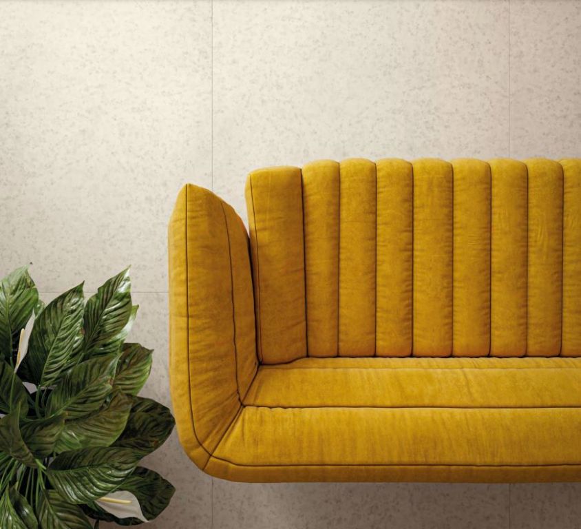 Realizace Světlá dlažba Gigacer Inclusioni Soave Bianco Perla Mat 120x120cm