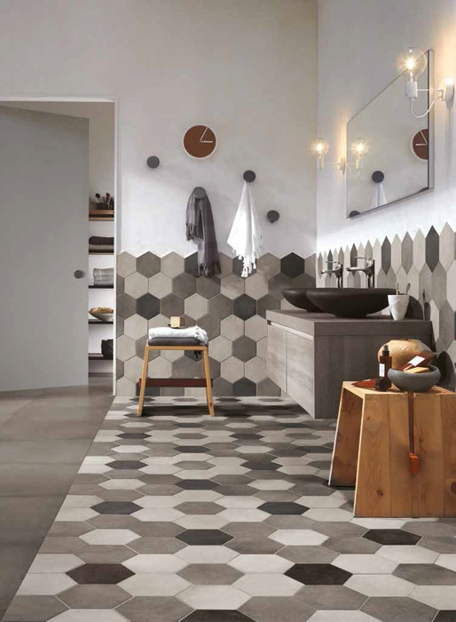 Realizace Retro koupelna Tonalite Examatt Bianco Nero Grigio