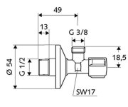 Rohový Regulační Ventil Comfort 1/2 X 3/8" Bez Stlačného šroubení, Chrom SCH-052120699