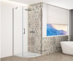 Gelco Trinity Chrome čtvrtkruhový Sprchový Kout 900x900mm, čiré Sklo, Pravé