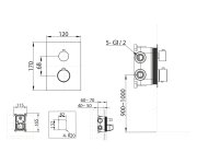 Sapho Kimura Podomítková Sprchová Termostatická Baterie, Box, 3 Výstupy, Chrom