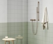 Tyč s posuvným držákem sprchy, 70 cm - 974.60RGB Sprchová tyč s držákem, růžové zlato kartáčované X07P715