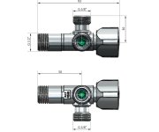 Arco Kombinovaný Rohový Ventil A-80 Se Dvěma Vývody 1/2"x3/8"x3/8", Anticalc