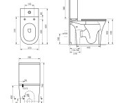 Aqualine Vito Wc Kombi, Rimless, Spodní/zadní Odpad, Bílá