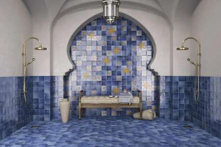 Koupelna z dlažby ze série Ape Sintra Decor Star I Misty Blue