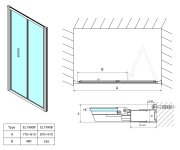 Polysan Easy Black Sprchové Dveře Skládací 800mm, čiré Sklo