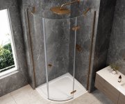 Polysan Globe Copper Matt čtvrtkruhový Sprchový Kout 900x800mm, čiré Sklo, Pravé
