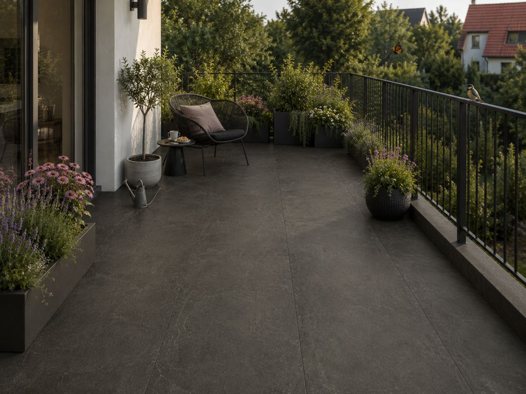 Realizace Balkon s dlažbou Sant Agostino Set Concrete Dark