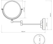 Sapho Kosmetické Zrcátko Závěsné, ø 140mm, Oboustranné, Bronz