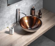 Sapho Murano Wenge Skleněné Umyvadlo Na Desku, Průměr 40cm, Měď/stříbrná