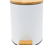 Aqualine Bambus Odpadkový Koš Kulatý 5l, Soft Close, Bílá Mat