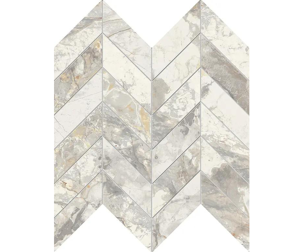 Mozaika jako kámen EdimaxAstor Golden Age Mosaico Chevron White 30x31 Matt. Rett. - šedá