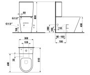 Sapho Paco Wc Kombi, Rimless, Spodní/zadní Odpad, Ivory