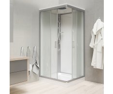Mereo Sprchový Box, čtvercový, 80 Cm, Satin Alu, Sklo Point, Zadní Stěny Bílé, Lit