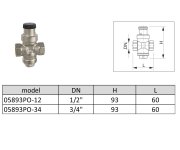 Tlakový Redukční Ventil K Bojleru, Vstupní Tlak 15 Bar, Výstupní Tlak 1- 4 Bary, T=80°c - 3/4" 05893PO34