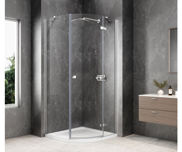 Polysan Globe Chrome čtvrtkruhový Sprchový Kout 1000x1000mm, čiré Sklo, Pravé