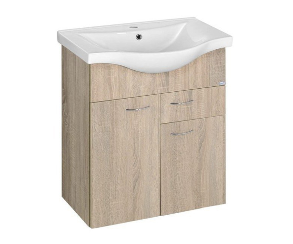 Aqualine Keramia Fresh Umyvadlová Skříňka, 1 Zásuvka, 60,6x74x34cm, Dub Platin