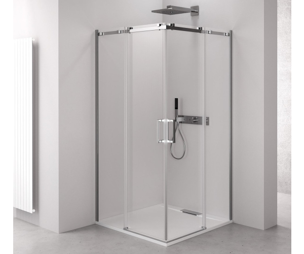 Polysan Thron Square čtvercový Sprchový Kout 800x800mm, Hranaté Pojezdy, Rohový Vstup
