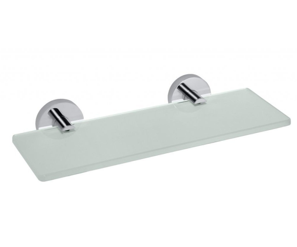 Sapho X-round E Skleněná Polička 300x130mm, Mléčné Sklo, Chrom