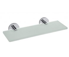 Sapho X-round E Skleněná Polička 300x130mm, Mléčné Sklo, Chrom