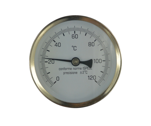 Klum Teploměr Bimetalový Dn 63, 0 - 120 °c, Zadní Vývod 1/2", Jímka 75 Mm