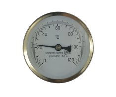 Klum Teploměr Bimetalový Dn 63, 0 - 120 °c, Zadní Vývod 1/2", Jímka 75 Mm